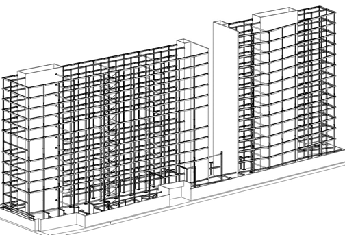 Modello 3D di un edificio multipiano