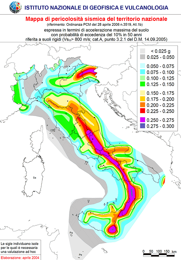 Figura 23 - Pericolosità sismica nazionale