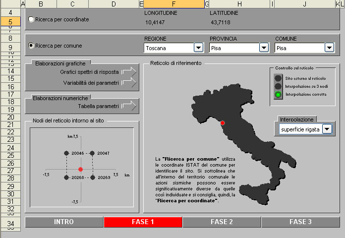 fig. 2: finestra di lavoro relativa alla FASE 1.