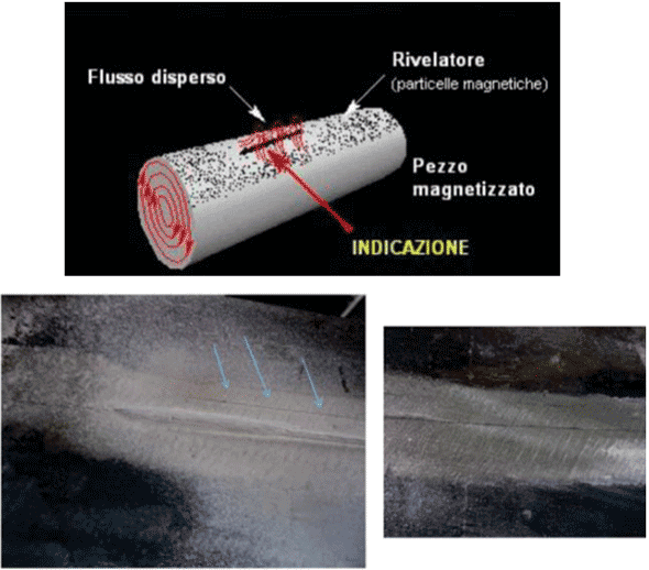 Cricca rilevata sul materiale base con particelle magnetiche nere e lacca di contrasto